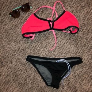Jolyn Swim Suit 2 Piece, Pink & Black Set